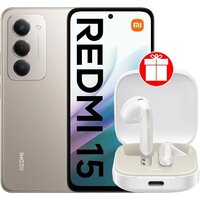 Xiaomi Redmi 15 4G 8GB/256GB международная версия (титановый) + наушники Xiaomi Redmi Buds 6 Active M2344E1 (белый) по акции