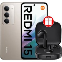 Xiaomi Redmi 15 4G 6GB/128GB международная версия (титановый) + наушники Xiaomi Redmi Buds 6 Active M2344E1 (черный) по акции Image #1