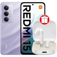 Xiaomi Redmi 15 4G 6GB/128GB международная версия (фиолетовый) + наушники Xiaomi Redmi Buds 6 Active M2344E1 (белый) по акции
